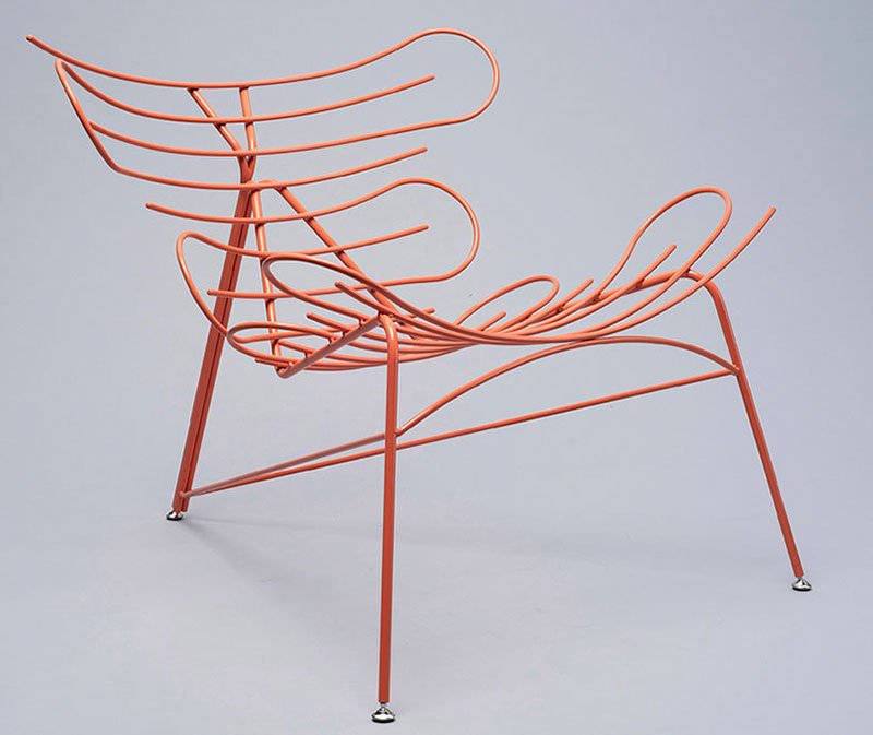 嘉合优品说设计： 明亮橙色钢丝“西诺椅”