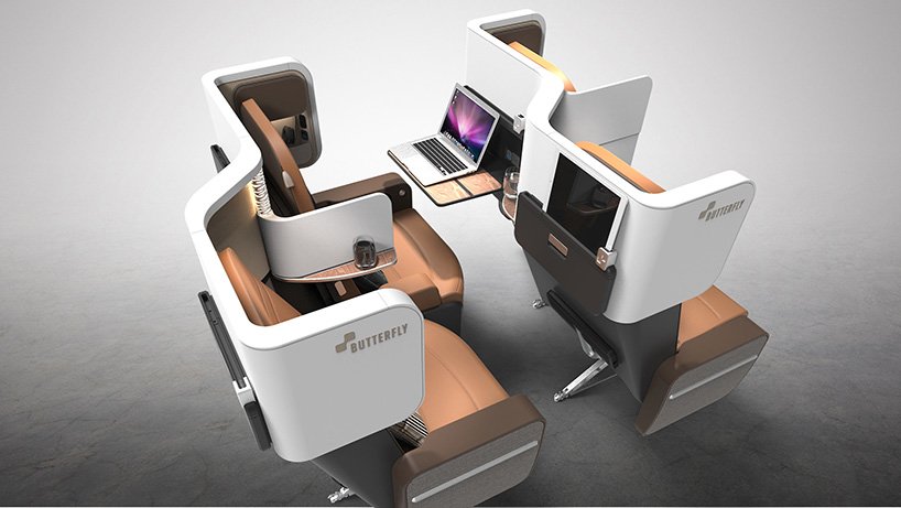 嘉合创通说设计：蝴蝶座椅,为保持飞机上的社交距离的座椅设计